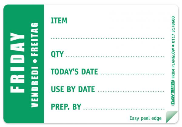 EASY PEEL DAY PREP. LABELS FRIDAY